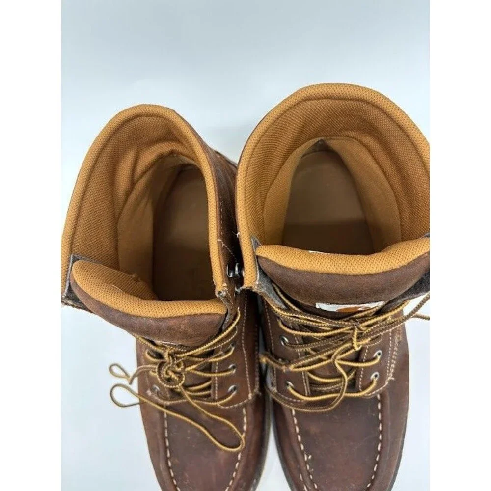 Men Sz 11.5 Carhartt CMW6295 Waterproof Steel Toe Wedge Work Boots Brown Leather